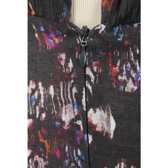H&M Shimmery Gray & Multicolor Abstract Ruffled Open Back Dress NWT Size 4 - Picture 4 of 5